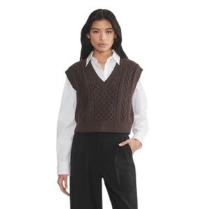 Aritzia Babaton Brown Cable Knit Sweater Vest - XL